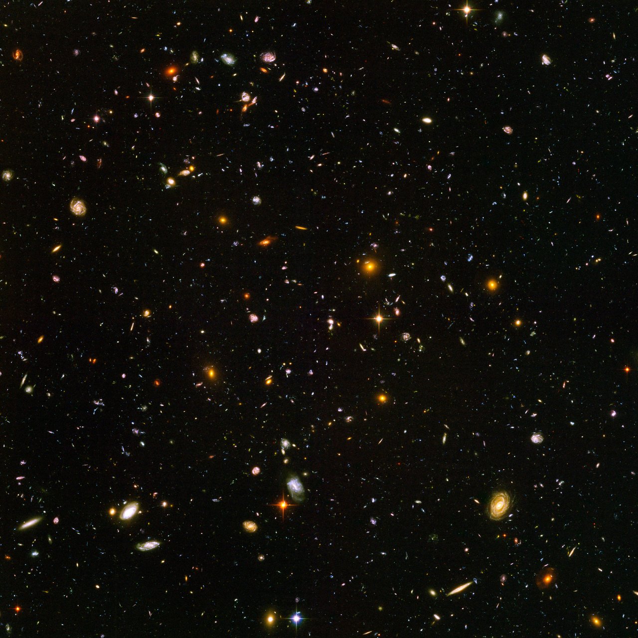 Tusentals små galaxer i Hubble Ultra Deep Field.